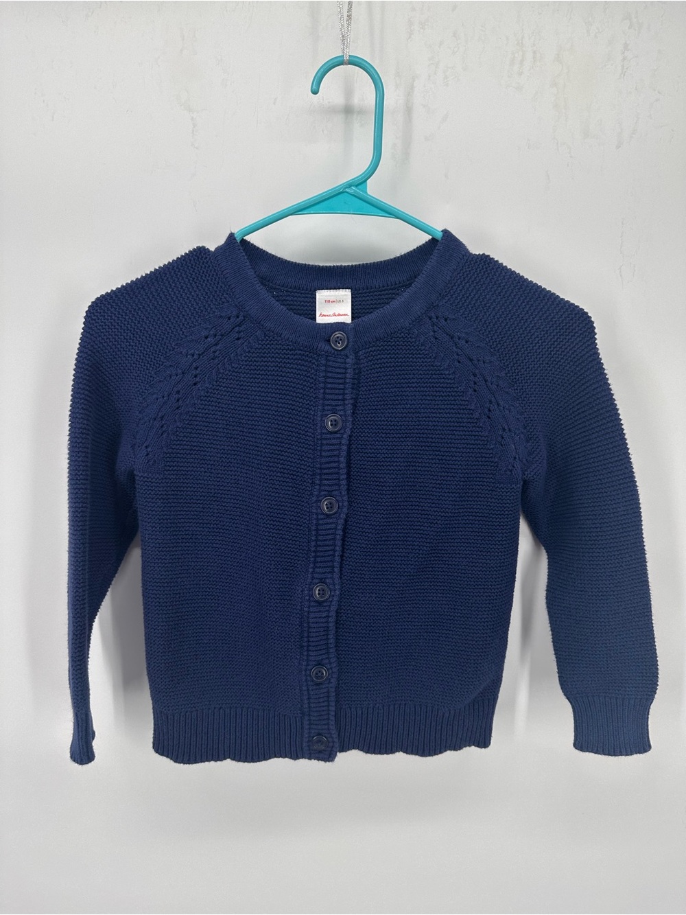 Hanna Anderson Girl’s Navy Blue Button Cotton Cardigan Long Sleeve Size 5